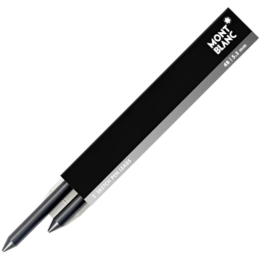 Montblanc 2 mine 4b per leonardo sketch pen 5,5 mm in confezione nera e argento con due matite in grafite affilate