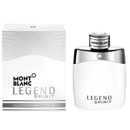 Montblanc legend spirit eau de toilette 100ml in elegante flacone bianco con dettagli argento e confezione minimalista