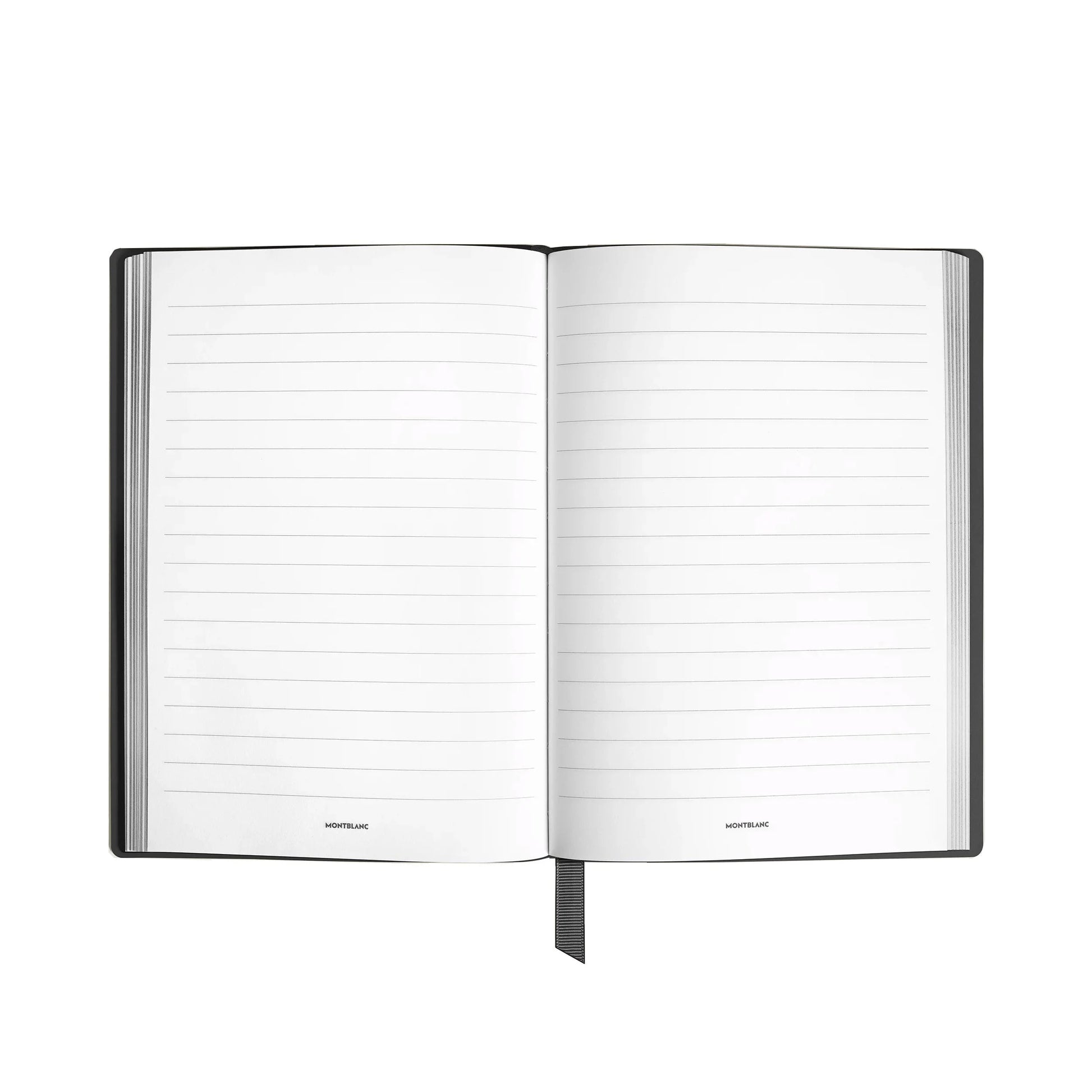 Montblanc blocco note #146 a righe in pelle nera con pagine a righe e segnalibro multi lime verde elegante