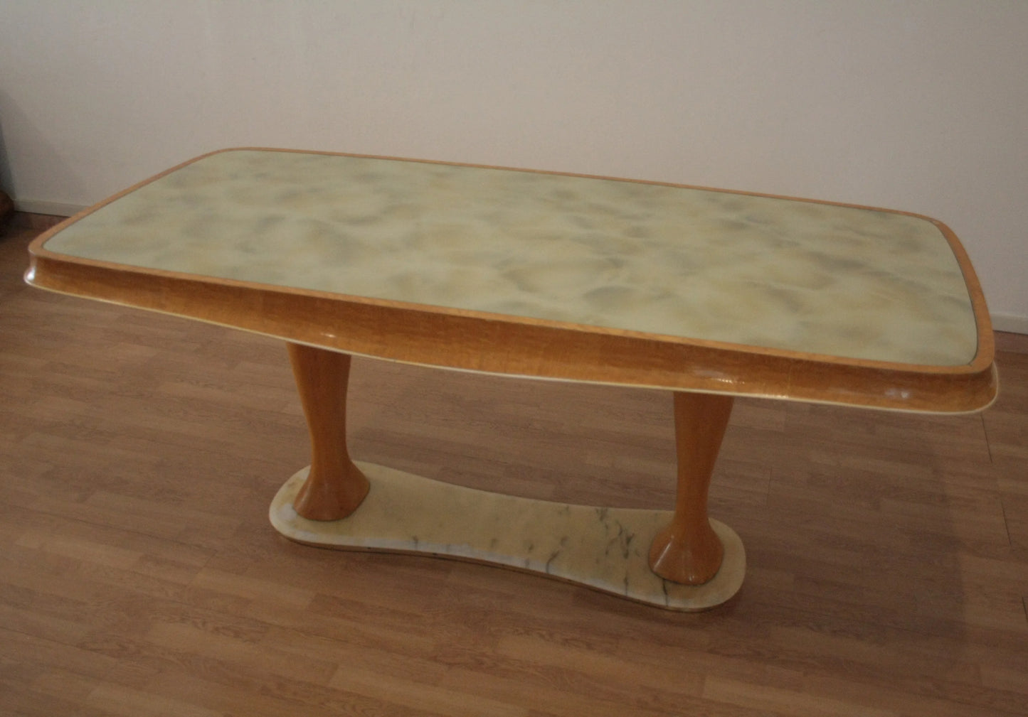 Tavolo da pranzo mid-century moderno di vittorio dassi con piano rettangolare in marmo e gambe curve anni 50
