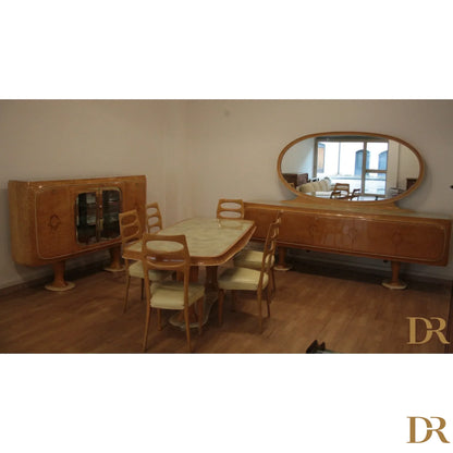 Set da pranzo vintage mid-century moderno di vittorio dassi anni 50 in legno per dario raia antiquariato