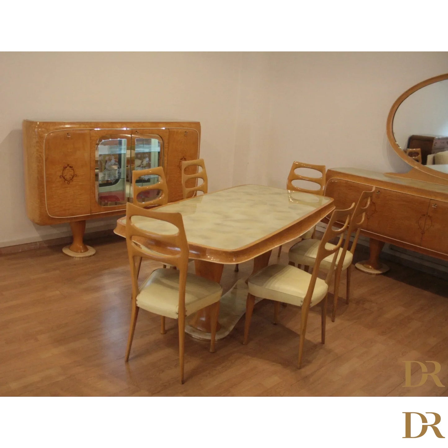 Tavolo da pranzo mid-century moderno di vittorio dassi anni 50 in legno vintage per pranzo mid-century moderno da dario raia antiquariato
