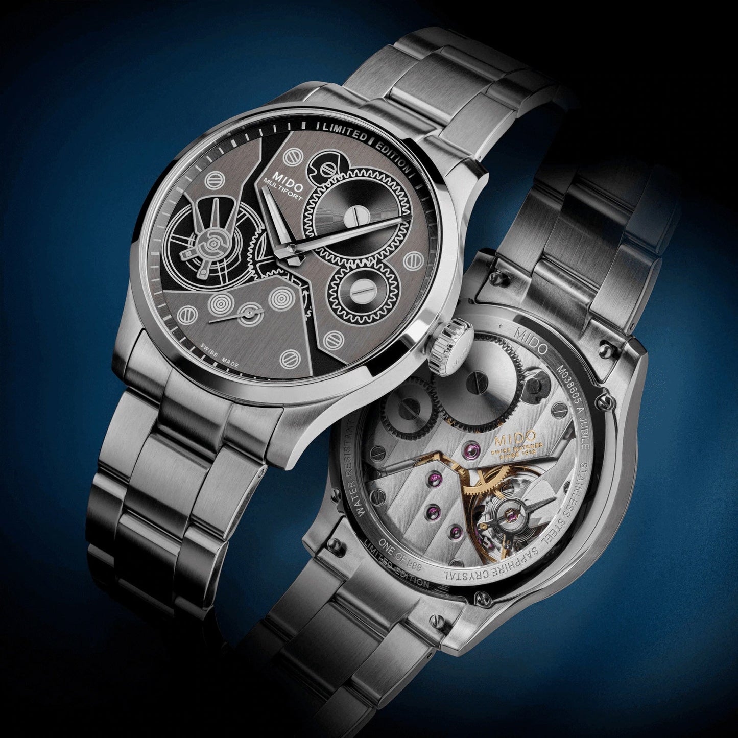Mido Multifort Mechanical 限量版999枚 44毫米深灰色手动上链钢表 M038.605.11.060.00
