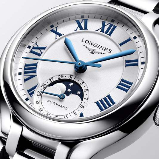 Longines Primaluna Moonphase 34毫米银色自动钢表 L8.126.4.71.6