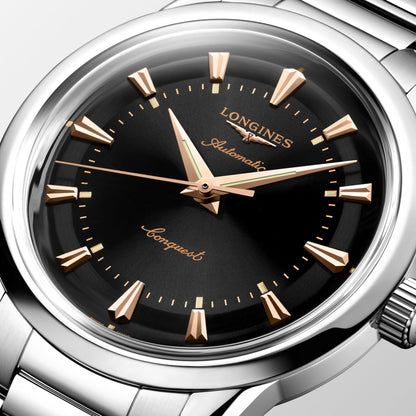 Longines Conquest Heritage 38mm 黑色自动钢表 L1.649.4.52.6