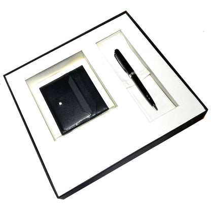 Montblanc 黑色 Meisterstuck 6卡位圆珠笔和信用卡夹套装 137793