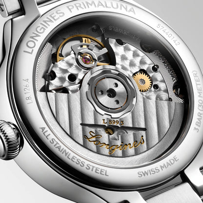 Longines Primaluna Moonphase 34毫米银色自动钢表 L8.126.4.71.6
