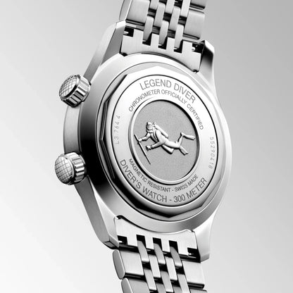 Longines orologio Legend Diver 39mm grigio automatico acciaio L3.764.4.99.6